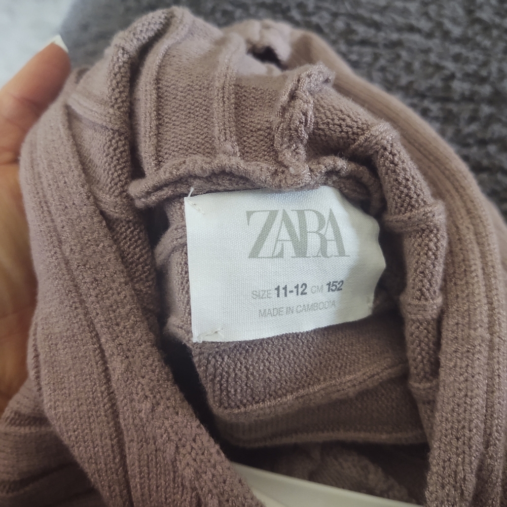 Zara cropped knit sweater with hood